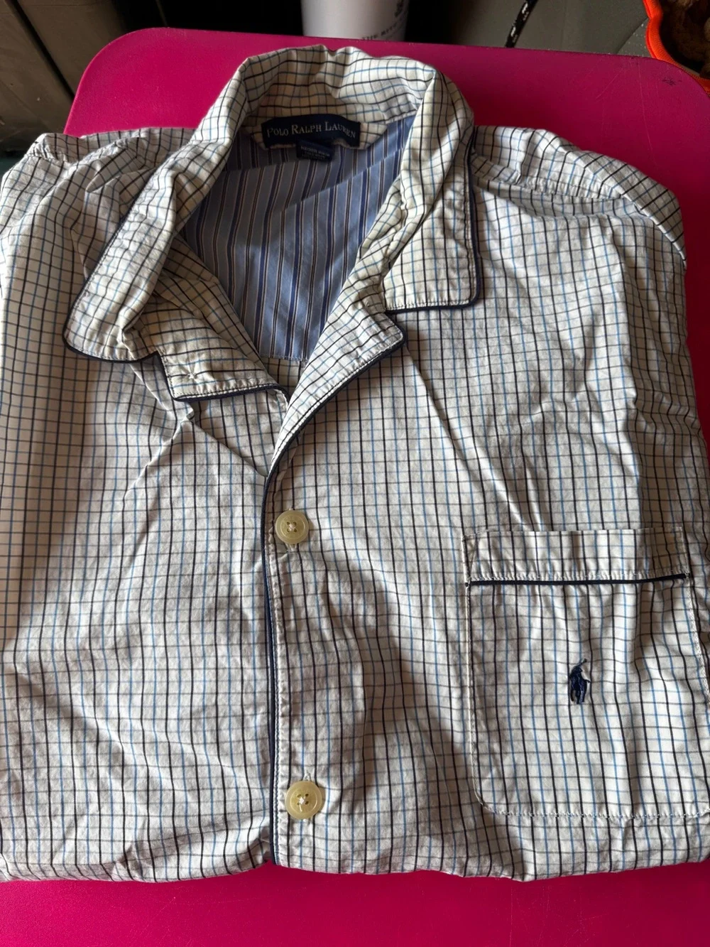 Polo by Ralph Lauren Men’s Blue & white check sleepwear set